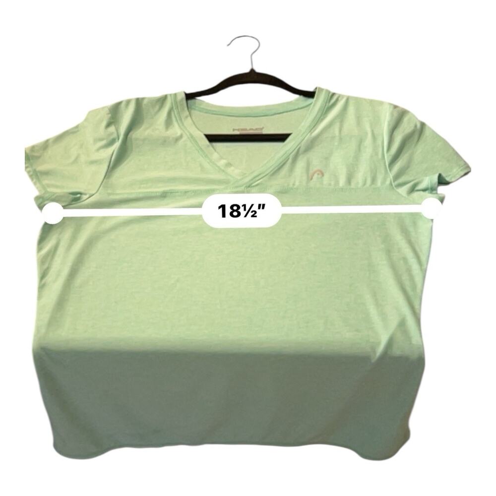 HEAD Dri Fit Shirt Heathered Mint Green V-Neck Mint Top Size Medium - Picture 4 of 6